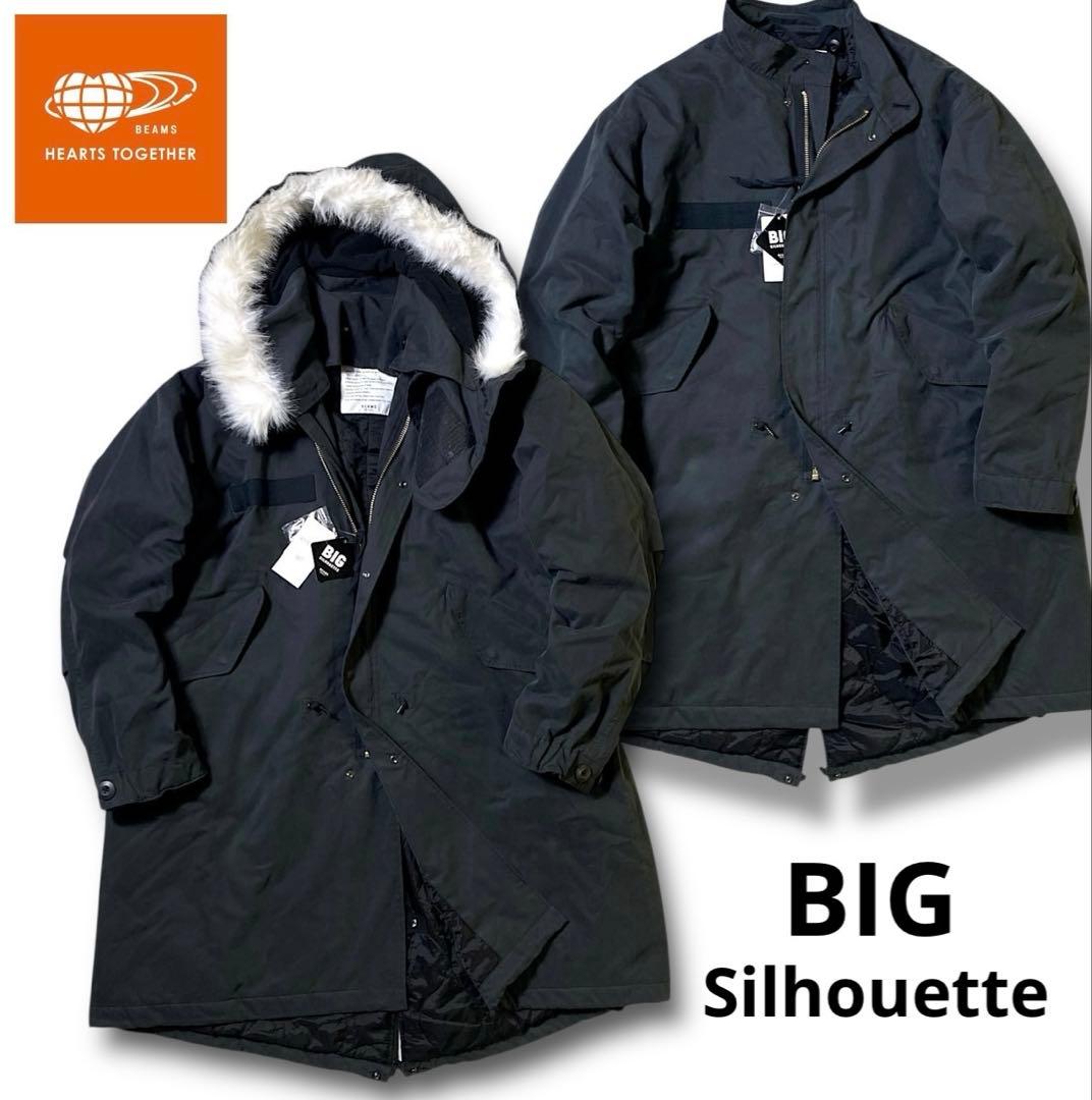 M ビームス 裏地キルティング ビッグシルエット 2way モッズコート 黒 FREAK'S STORE（フリークスストア） モッズコート コート 限定展開