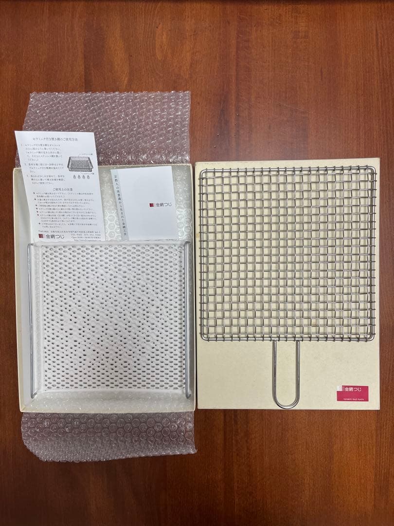 ［未使用］金網つじ　手付きセラミック付き焼き網　大サイズ imgrc0194022287.jpg